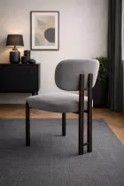 Chaise DRAGON  Tissu bouclette TAUPE(V108) + PIEDS MARRON 