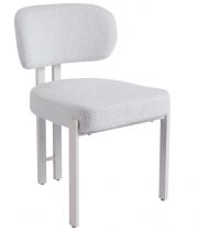 Chaise DRAGON Tissu bouclette BLANC CREME(CD422-1)+Pieds blanc MATTE