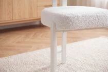 Chaise DRAGON Tissu bouclette BLANC CREME(CD422-1)+Pieds BLANC