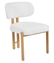 Chaise DRAGON Tissu bouclette BLANC CREME(CD422-1)+Pieds couleur bois PIN