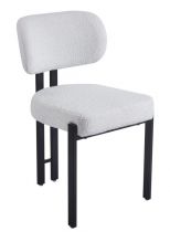 Chaise DRAGON Tissu bouclette BLANC CREME(CD422-1)+Pieds NOIRS