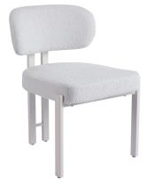 Chaise DRAGON Tissu bouclette BLANC CREME(CD422-1)+Pieds NOIRS