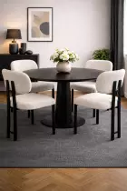 Chaise DRAGON Tissu bouclette BLANC CREME(CD422-1)+Pieds NOIRS