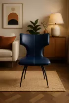 CHAISE FIORA  RETRO (47*62*89cm) PU bicolore avant bleu marine+ arri&egrave;re gris