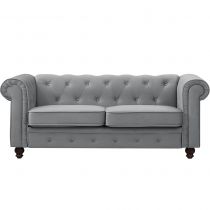 CHESTERFIELD, Canapé 3 places  en velours gris