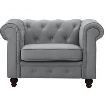 CHESTERFIELD, Fauteuil en velours gris
