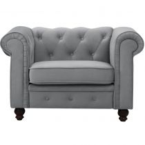 CHESTERFIELD, Fauteuil en velours gris