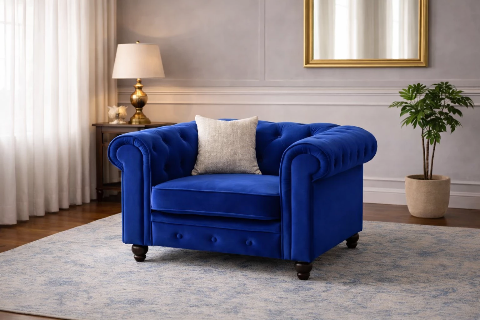 CHESTERFIELD, Fauteuil en velours