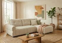 CIEL, Canap&eacute; Convertible.gigogne 2 places + Meridienne  coffre Tissu chin&eacute; (261*163cm), non reversible