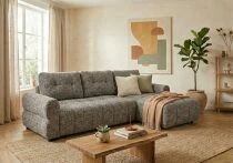 CIEL, Canap&eacute; Convertible.gigogne 2 places + Meridienne  coffre Tissu chin&eacute; (261*163cm), non reversible