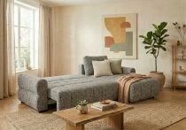 CIEL, Canap&eacute; Convertible.gigogne 2 places + Meridienne  coffre Tissu chin&eacute; (261*163cm), non reversible