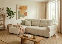 CIEL, Canap&eacute; Convertible.gigogne 2 places + Meridienne  coffre Tissu chin&eacute; (261*163cm), non reversible