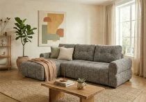 CIEL, Canap&eacute; Convertible.gigogne 2 places + Meridienne  coffre Tissu chin&eacute; (261*163cm), non reversible