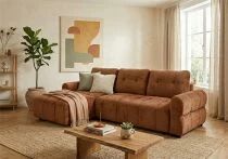 CIEL, Canap&eacute; Convertible.gigogne 2 places + Meridienne  coffre Tissu chin&eacute; (261*163cm), non reversible