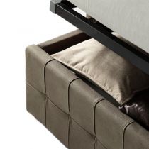 CITY2, Lit coffre existe en plusieurs dimensions en tissu Nubuck taupe, avec option matelas Aloe Vera 18cm