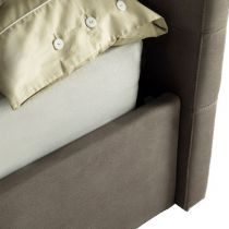 CITY2, Lit coffre existe en plusieurs dimensions en tissu Nubuck taupe, avec option matelas Aloe Vera 18cm