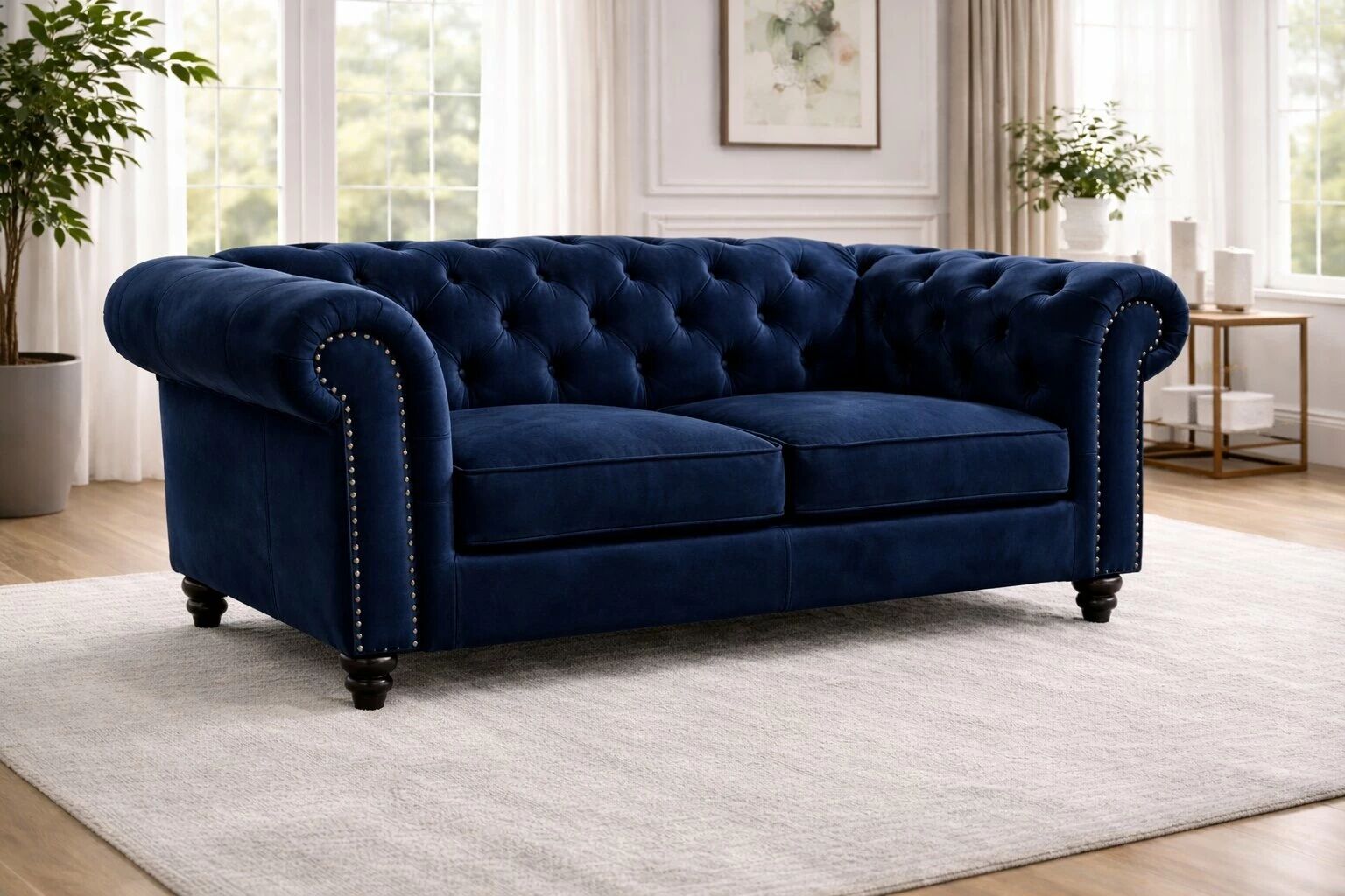 CLOUTE, Canap&eacute; \ Chesterfield\  2 places en tissu velours