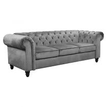 CLOUTE, Canapé \ Chesterfield\  3 places en tissu velours