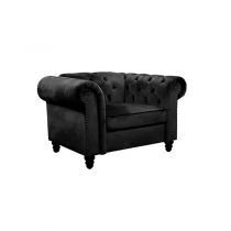 CLOUTE, Fauteuil \ Chesterfield\  en simili noir