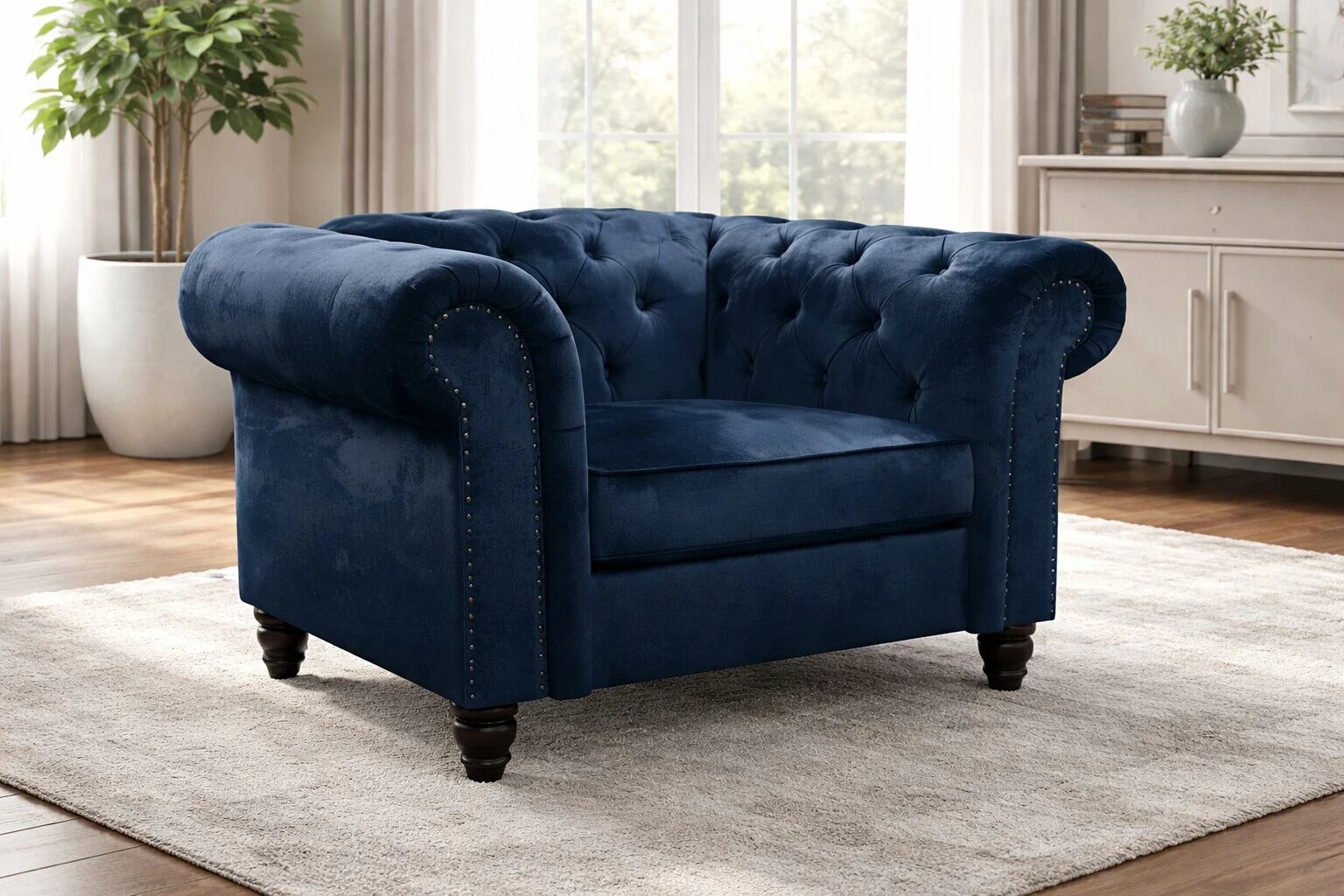 CLOUTE, Fauteuil \ Chesterfield\  en tissu velours
