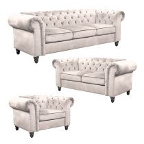 CLOUTE, Offre Canapé \ Chesterfield\  3+2+1 places en tissu velours