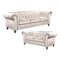 CLOUTE, Offre Canapé \ Chesterfield\  3+2 places en tissu velours