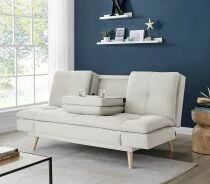 DANIELA, canap&eacute; Clic-clac avec tablette rabattable rev&ecirc;tement tissu NEVE,184*94/114*91cm