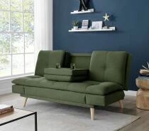 DANIELA, canap&eacute; Clic-clac avec tablette rabattable rev&ecirc;tement tissu NEVE,184*94/114*91cm