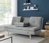 DANIELA, canap&eacute; Clic-clac avec tablette rabattable rev&ecirc;tement tissu NEVE,184*94/114*91cm