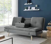 DANIELA, canap&eacute; Clic-clac avec tablette rabattable rev&ecirc;tement tissu NEVE,184*94/114*91cm