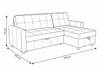 DANUBE, Grand Angle convertible gigogne 2 places + m&eacute;ridienne coffre