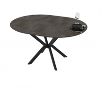 DIANO Table ronde pieds style colonne 110cm(Anemon-Wood)