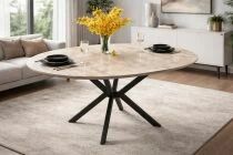 DOBOK - Table ronde pieds style colonne 126cm+34cm Extension