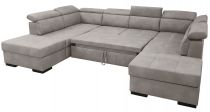 DYLAN,  canapé d\'angle en U, convertible Gigogne, 2 angles 2 poufs coffre, Revêtement Tissu effet cuir Tobago ou Largo