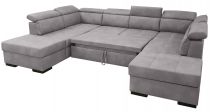DYLAN,  canapé d\'angle en U, convertible Gigogne, 2 angles 2 poufs coffre, Revêtement Tissu effet cuir Tobago ou Largo