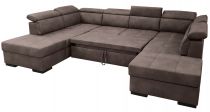 DYLAN,  canapé d\'angle en U, convertible Gigogne, 2 angles 2 poufs coffre, Revêtement Tissu effet cuir Tobago ou Largo