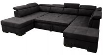 DYLAN,  canapé d\'angle en U, convertible Gigogne, 2 angles 2 poufs coffre, Revêtement Tissu effet cuir Tobago ou Largo