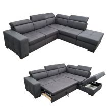 DYLAN, Canapé grand angle<br>Convertible Gigogne 2 places,<br>Revêtement Tissu Artemis ou Luna