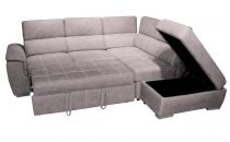 ELBA II , Grand Angle droite en Lin, Convertible gigogne 2 places + pouf coffre