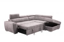 ELBA II , Grand Angle droite en Lin, Convertible gigogne 2 places + pouf coffre