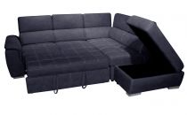 ELBA II , Grand Angle droite en Lin, Convertible gigogne 2 places + pouf coffre