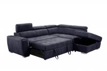 ELBA II , Grand Angle droite en Lin, Convertible gigogne 2 places + pouf coffre