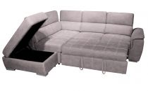 ELBA II, Grand Angle gauche 2AP en Lin, Convertible gigogne 2 places + pouf coffre