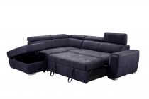 ELBA II, Grand Angle gauche 2AP en Lin, Convertible gigogne 2 places + pouf coffre