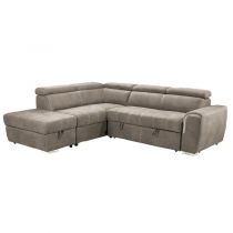 ELBA II, Grand Angle gauche 2AP en Tex, Convertible gigogne 2 places + pouf coffre