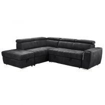 ELBA II, Grand Angle gauche 2AP en Tex, Convertible gigogne 2 places + pouf coffre