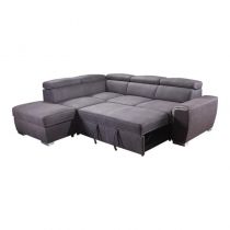 ELBA II, Grand Angle gauche 2AP en Tex, Convertible gigogne 2 places + pouf coffre