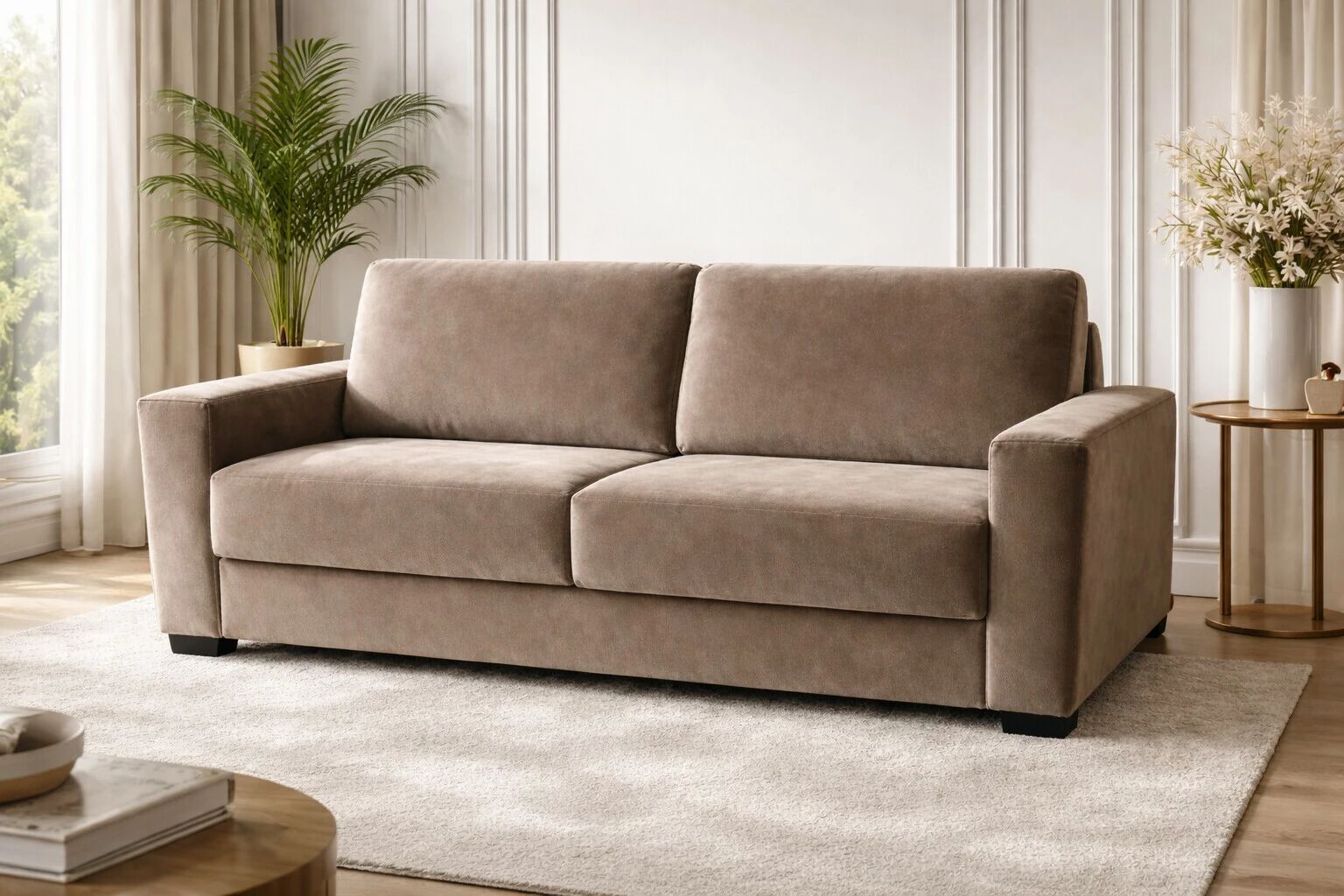 GEANT, Convertible pour usage quotidien, Couchage 140cm  en Velours