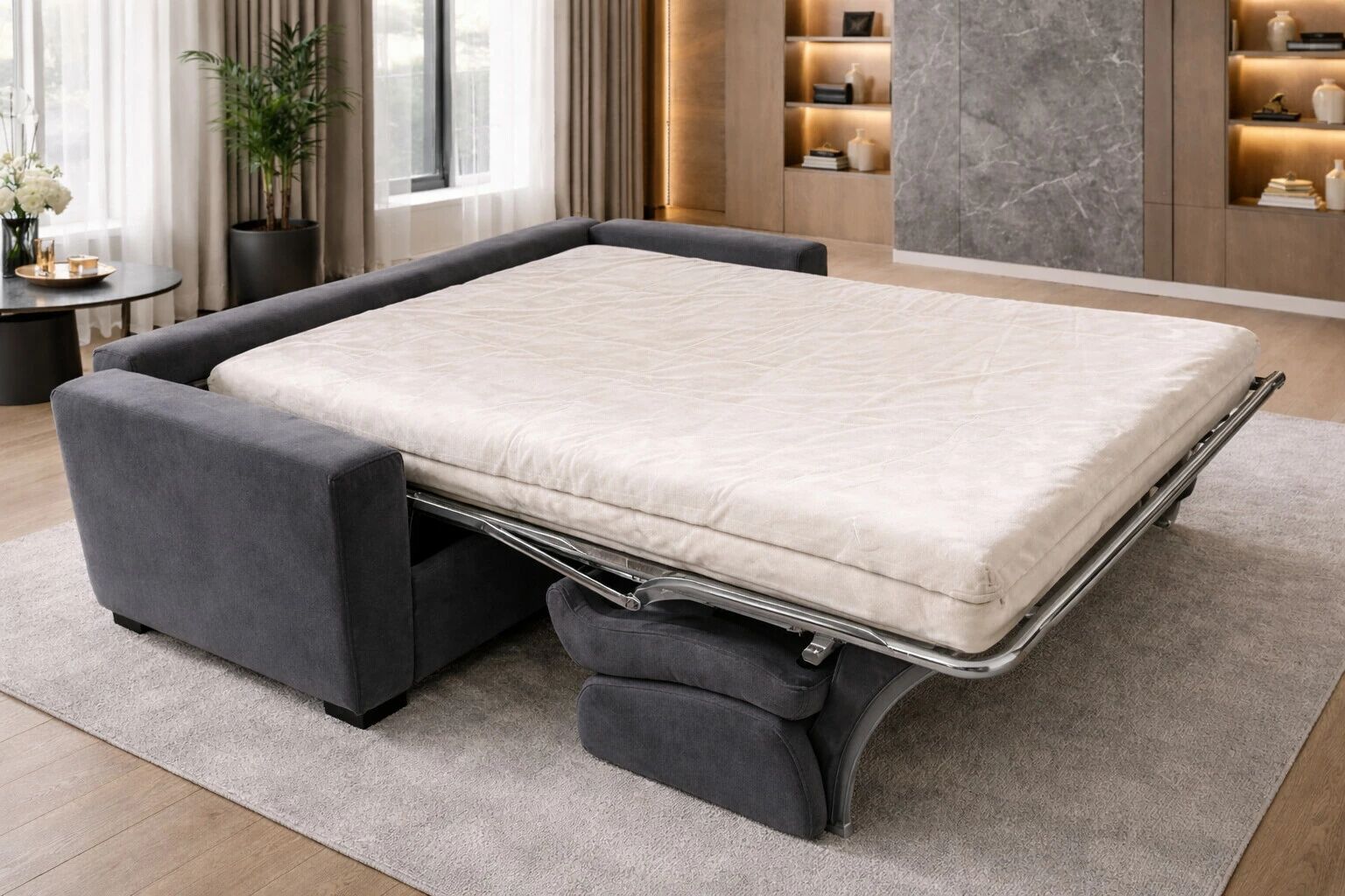 GEANT, Convertible pour usage quotidien, Couchage 140cm  en Velours