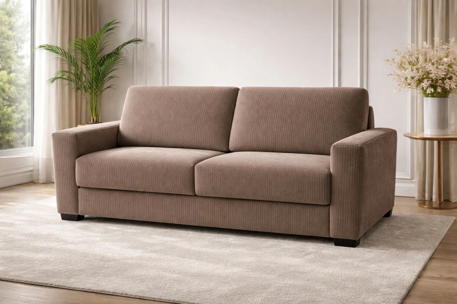GEANT, Convertible pour usage quotidien, Couchage 160cm en Velours C�tel� 